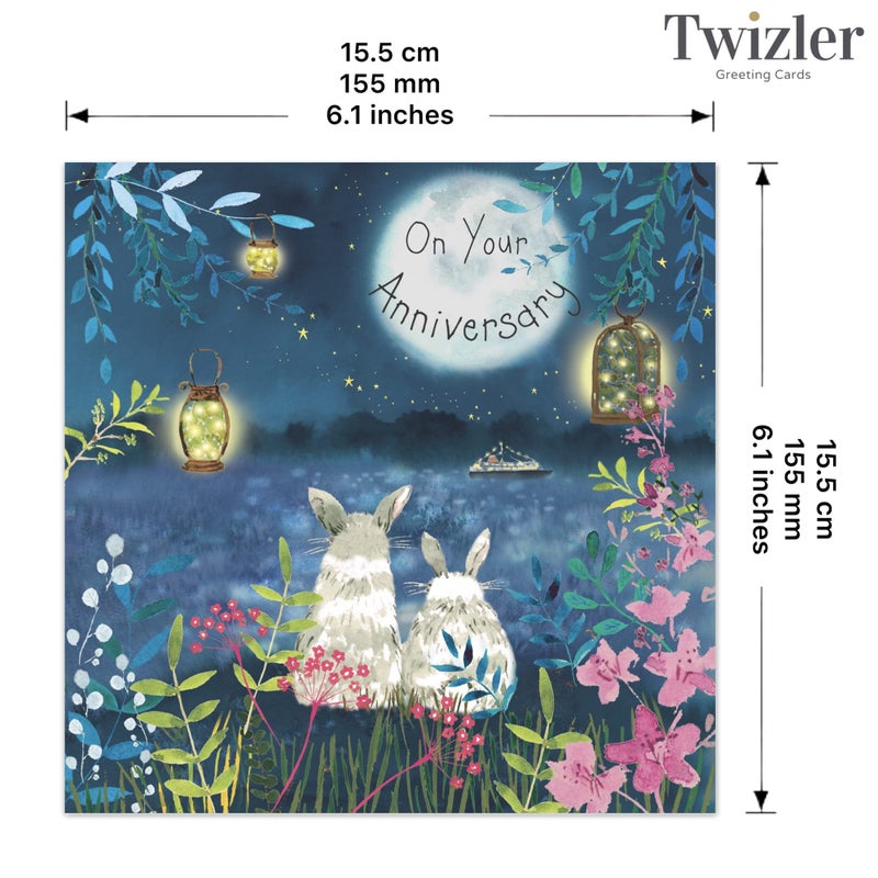 Twizler Happy Anniversary Card with Rabbits â€“ Anniversary Card for Her â€“ Anniversary Card for Him â€“ Anniversary Card for Couple â€“ Anniversary Card Wife â€“ Anniversary Card Husband - Image 3